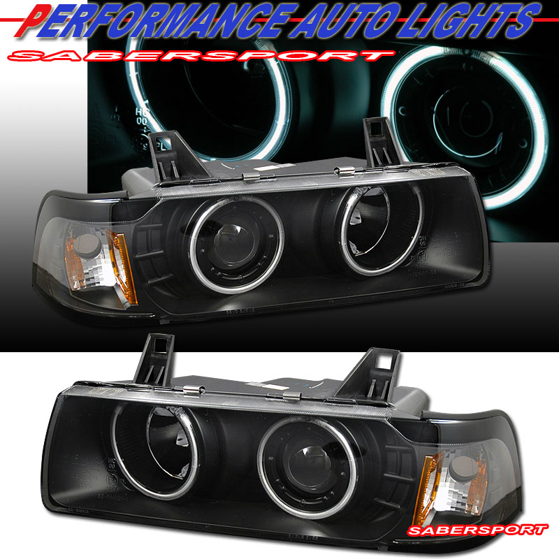 BMW 3 SERIES E36 92-98 4 DR 1 PC PROJECTOR H.L G2 HALO BLACK CLEAR AMBER (CCFL)