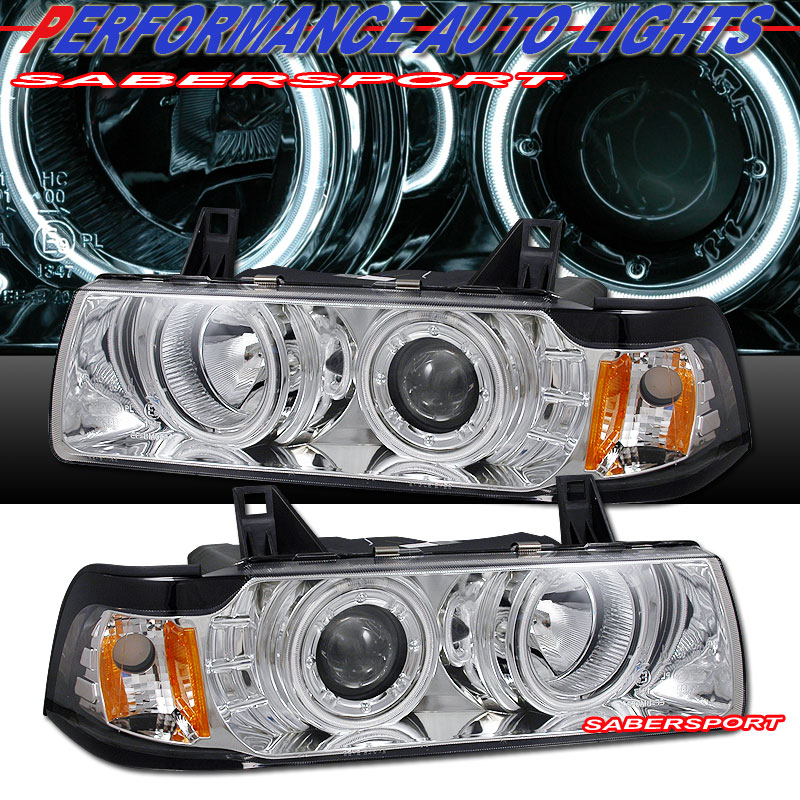 BMW 3 SERIES E36 92-98 4 DR 1 PC PROJECTOR H.L G2 HALO CHROME CLEAR AMBER (CCFL)