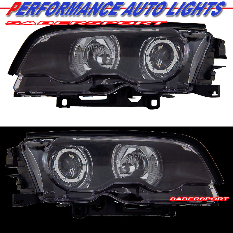 BMW 3 SERIES E46 99-01 2 DR PROJECTOR H.L HALO BLACK CLEAR