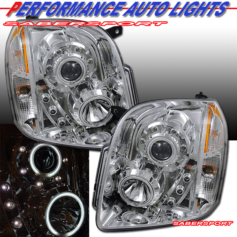 GMC YUKON/YUKON XL/YUKON DENALI/YOUKON XL DENAL 07-08 PROJECTOR H.L HALO CHROME CLEAR AMBER (CCFL)