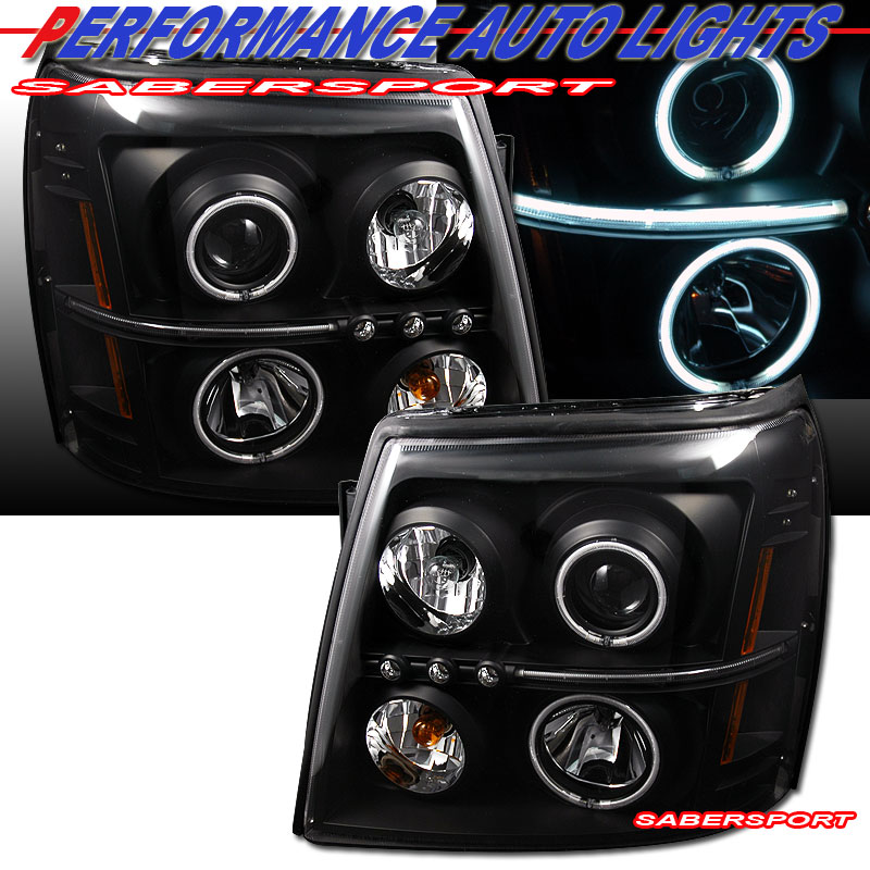 CADILLAC ESCALADE 2002 PROJECTOR H.L HALO BLACK CLEAR AMBER(CCFL)