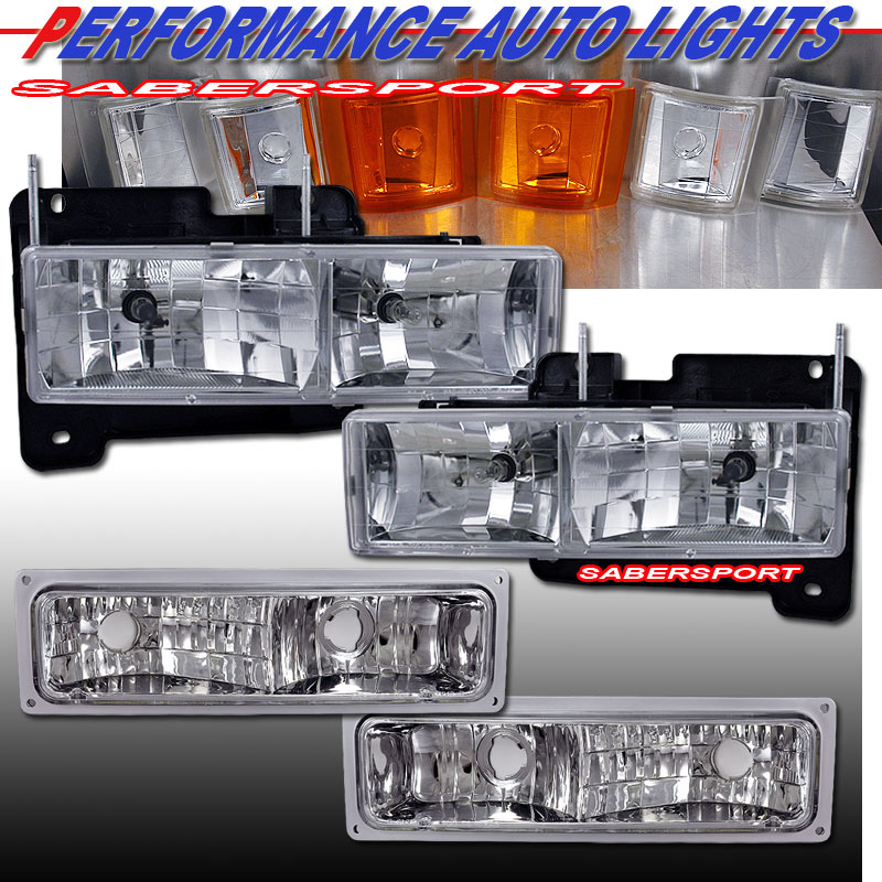 CHEVY FULLSIZE 88-98 CRYSTAL H.L CLEAR W/ SIGNAL & SIDE MARKER LIGHTS