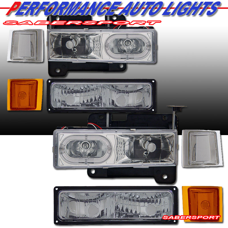 CHEVY FULLSIZE 88-98 CRYSTAL H.L HALO CLEAR W/ SIGNAL & SIDE MARKER LIGHTS