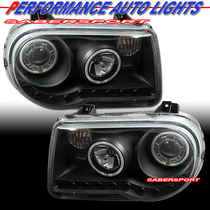 CHRYSLER 300c 05-UP PROJECTOR H.L G2 HALO L.E.D BLACK CLEAR (CCFL) (W/O HID)