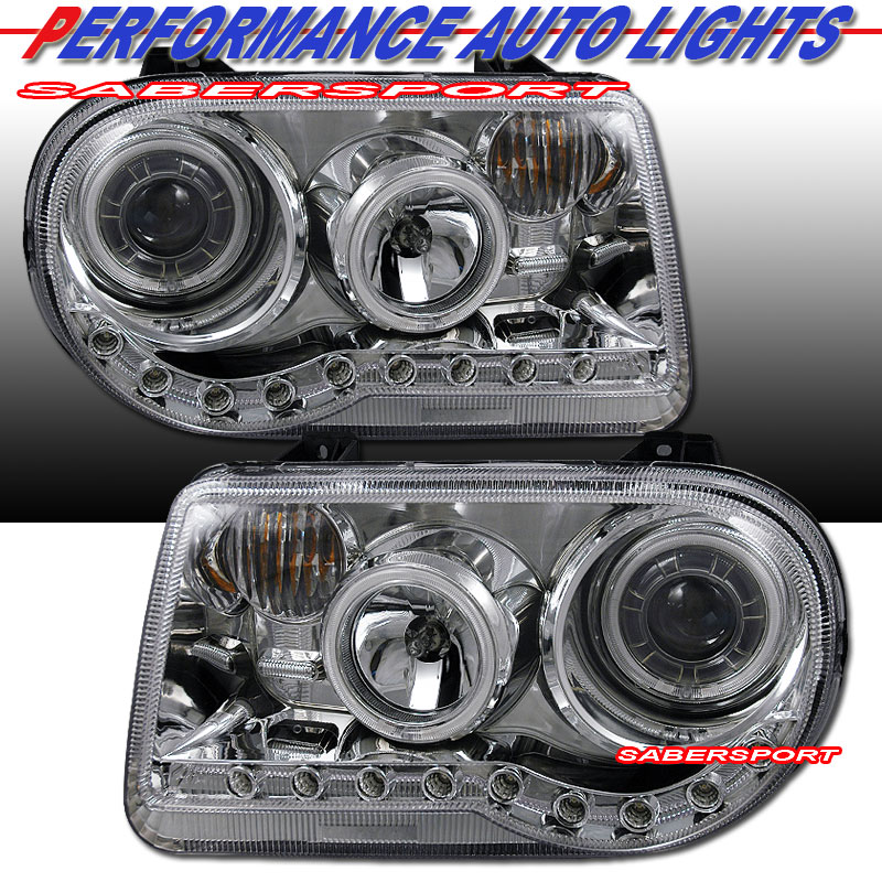 CHRYSLER 300c 05-UP PROJECTOR H.L G2 HALO L.E.D CHROME CLEAR (CCFL) (W/O HID)