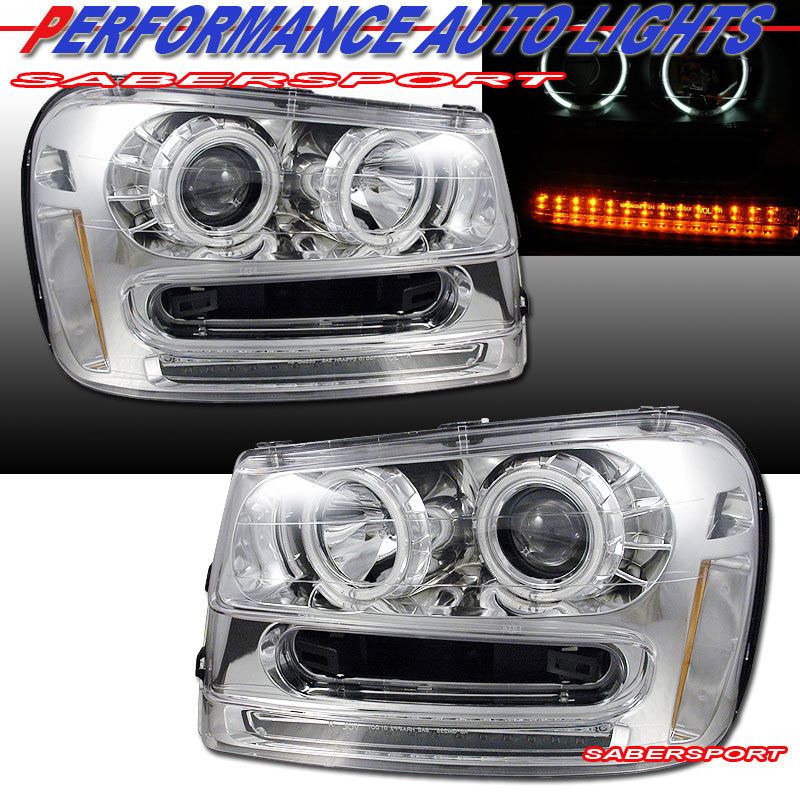 CHEVY TRAILBLAZER 02-05 PROJECTOR H.L HALO CHROME CLEAR AMBER (CCFL)