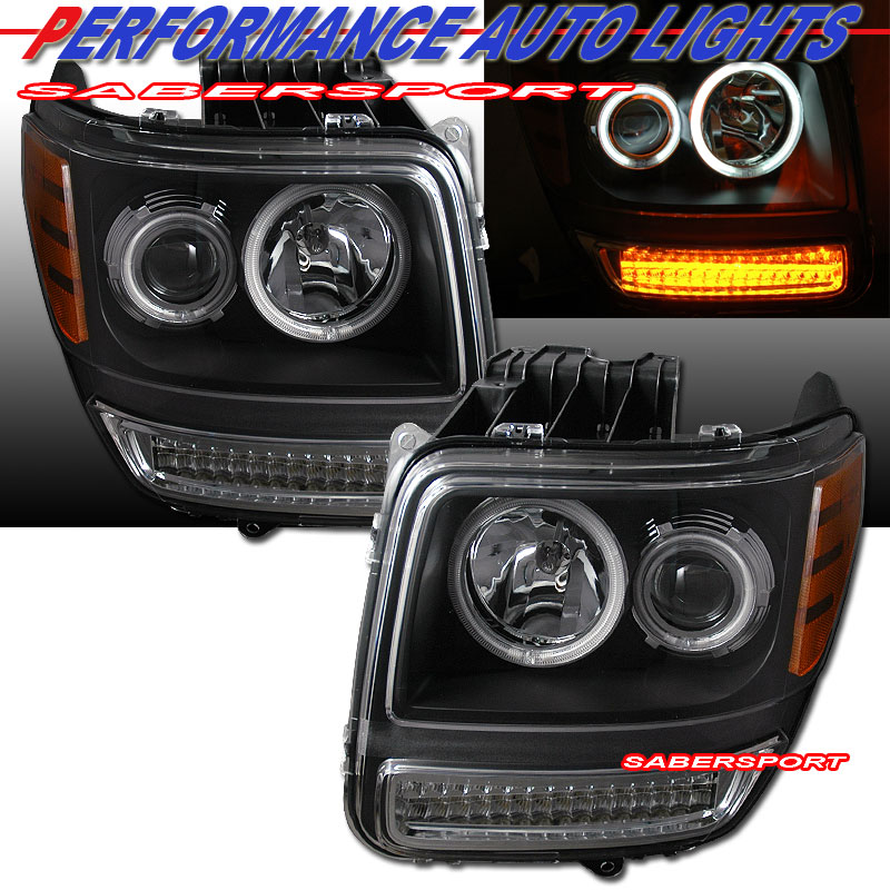 DODGE NITRO 07-08 PROJECTOR H.L HALO G2 BLACK CLEAR AMBER (CCFL)