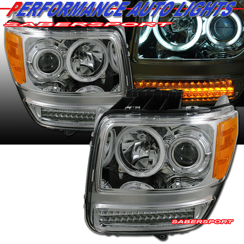 DODGE NITRO 07-08 PROJECTOR H.L G2 HALO CHROME CLEAR AMBER (CCFL)