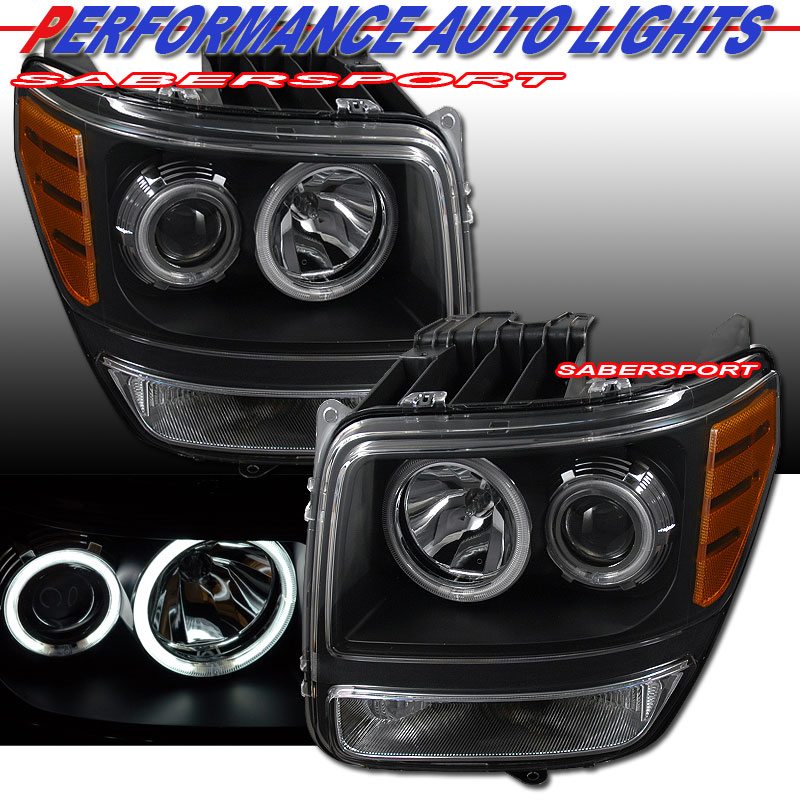 DODGE NITRO 07-08 PROJECTOR H.L HALO BLACK CLEAR AMBER (CCFL)