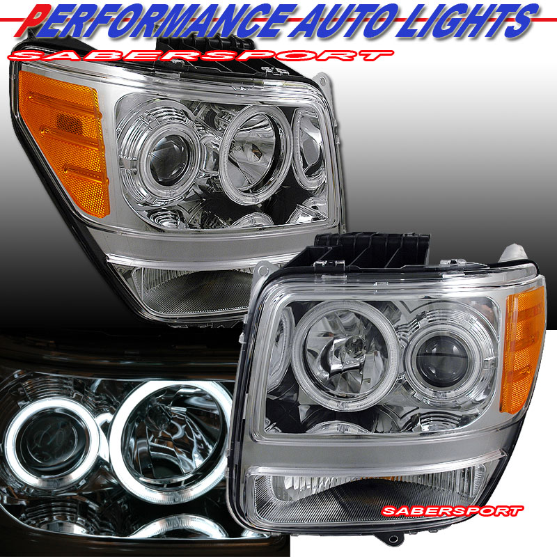 DODGE NITRO 07-08 PROJECTOR H.L HALO CHROME CLEAR AMBER (CCFL)