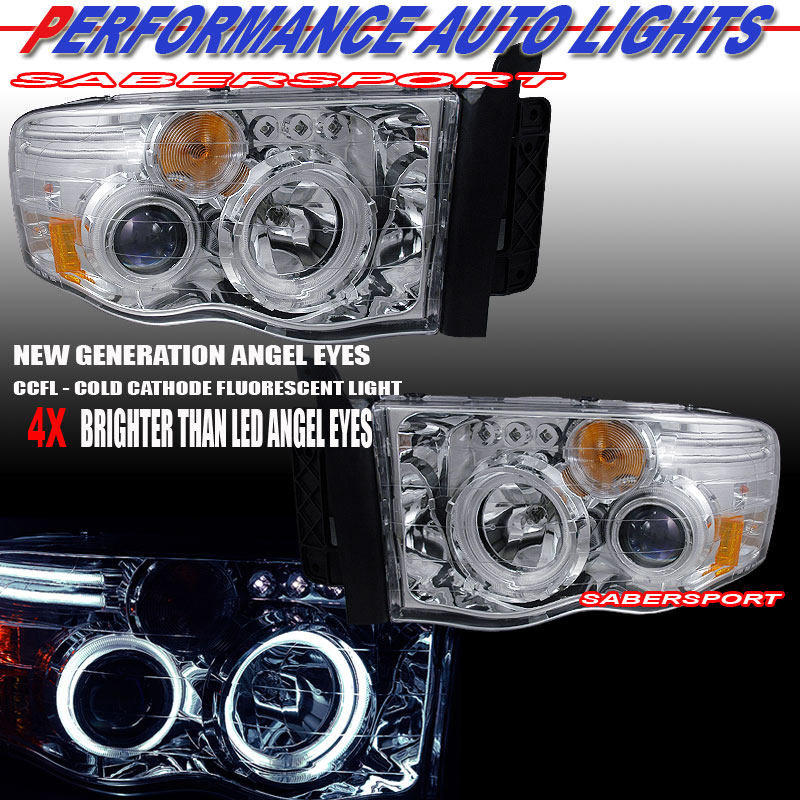 DODGE RAM 02-05 PROJECTOR H.L G2 HALO CHROME CLEAR AMBER (CCFL)