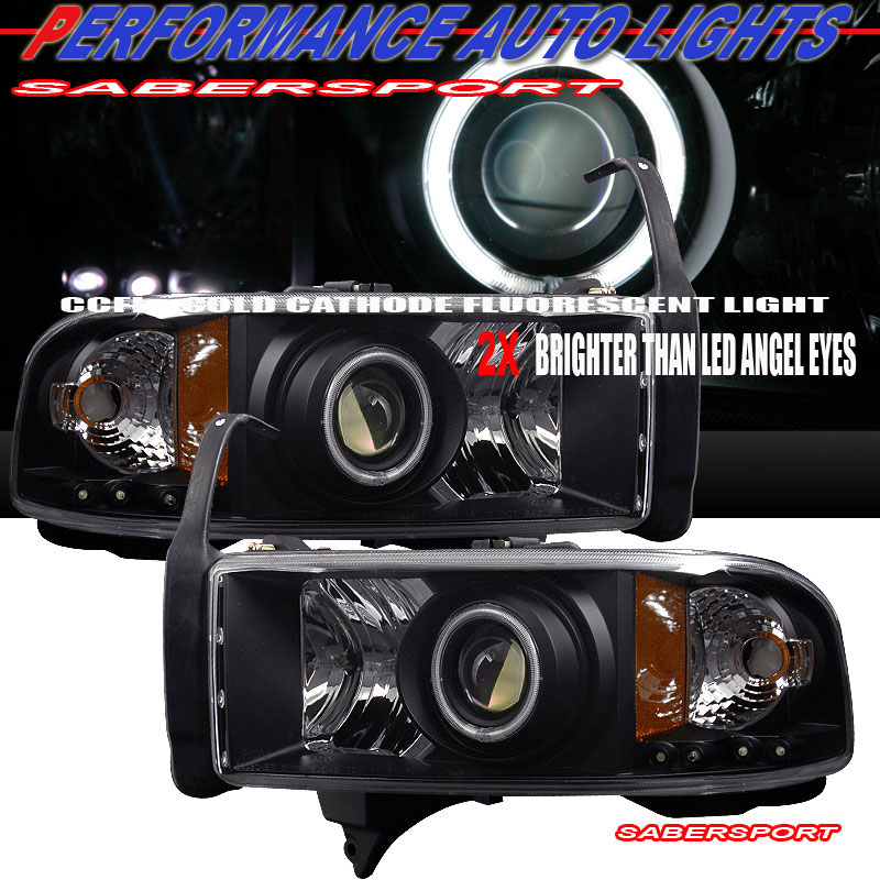 DODGE RAM 94-01 PROJECTOR H.L HALO BLACK CLEAR AMBER (CCFL)