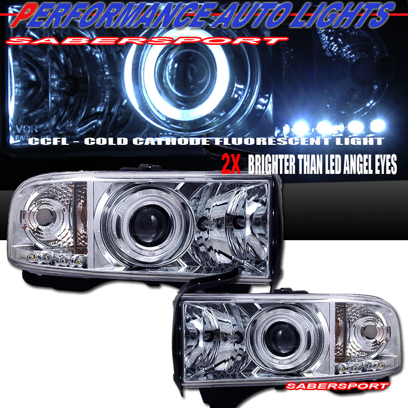 DODGE RAM 94-01 PROJECTOR H.L HALO CHROME CLEAR AMBER(CCFL)