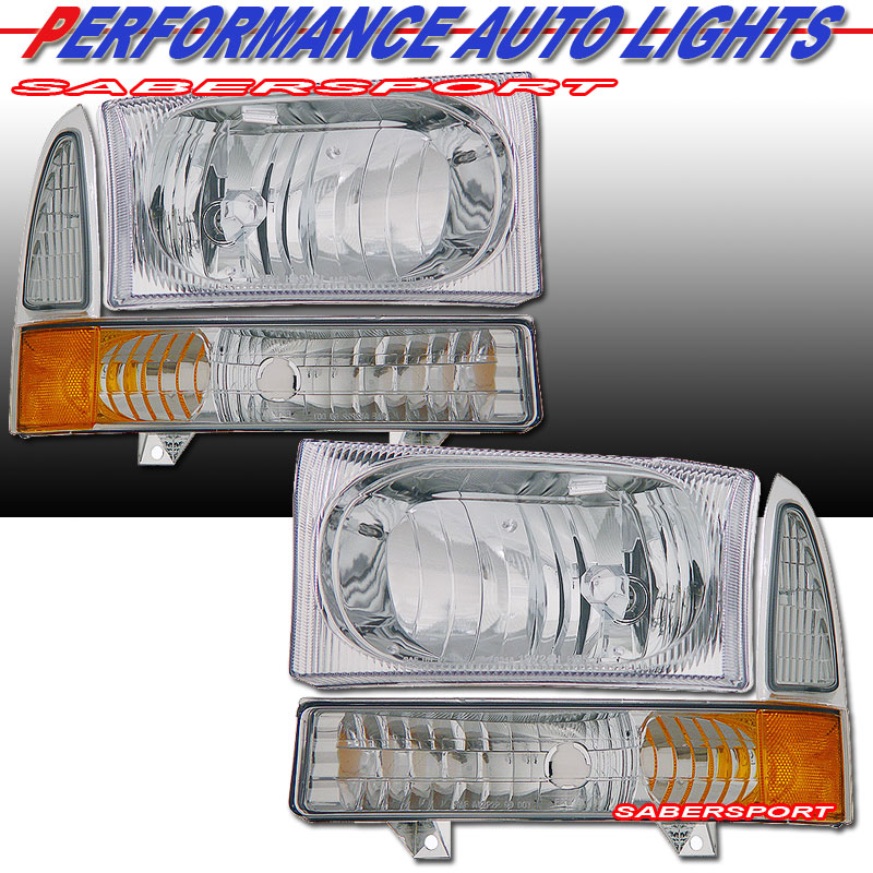 FORD EXCURSION 00-04 / SUPER DUTY 99-04 H.L W/ C.L CHROME AMBER