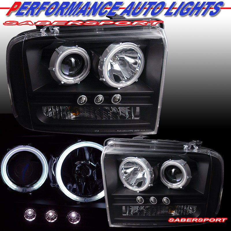 FORD SUPER DUTY 05-07 L.E.D PROJECTOR H.L BLACK CLEAR 1 PCS AMBER(CCFL)