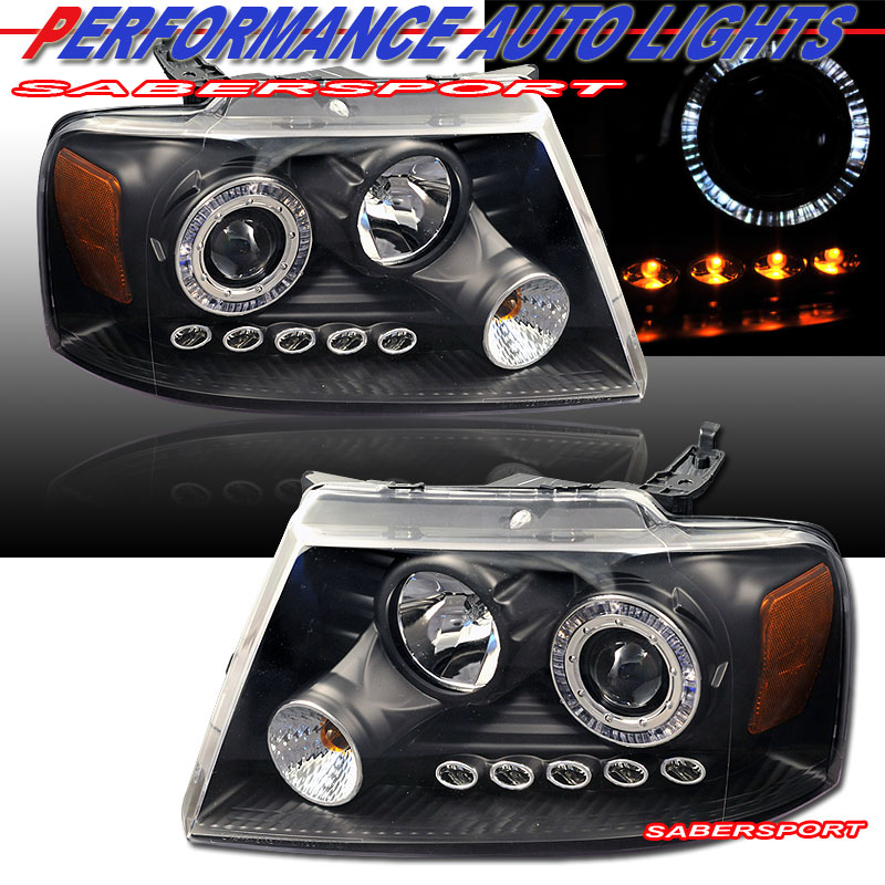 FORD F-150 04-07 PROJECTOR H.L HALO L.E.D BLACK CLEAR AMBER