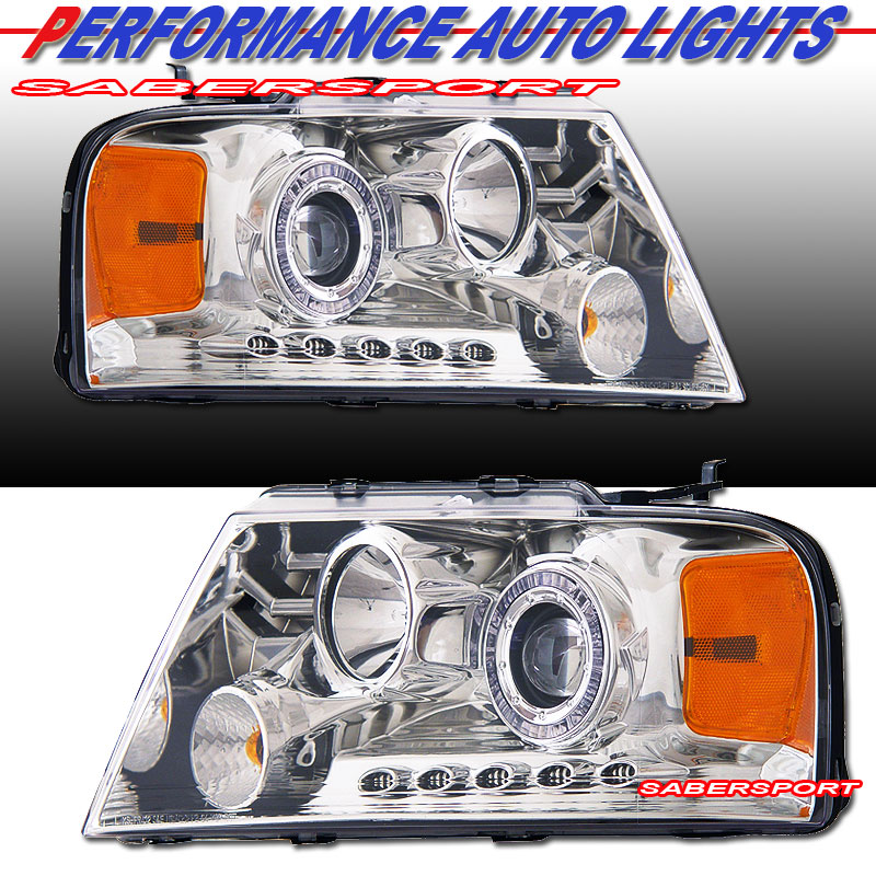 FORD F-150 04-07 PROJECTOR H.L HALO L.E.D CHROME CLEAR AMBER