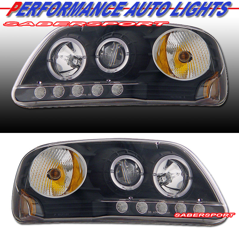 FORD F-150 97-03 1 PC PROJECTOR H.L HALO L.E.D BLACK CLEAR AMBER