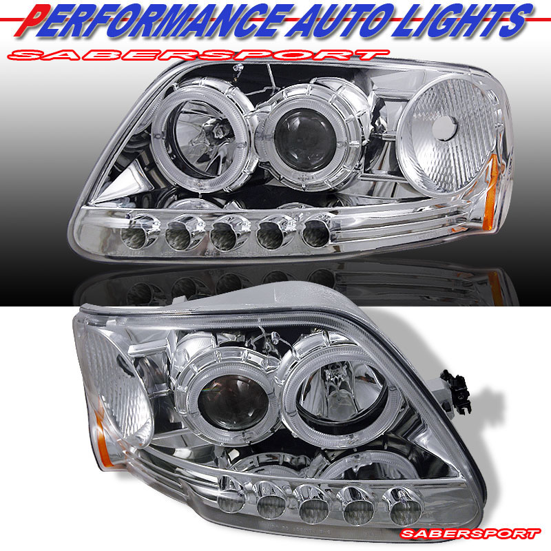 FORD F-150 97-03 1 PC PROJECTOR H.L HALO L.E.D CHROME CLEAR AMBER