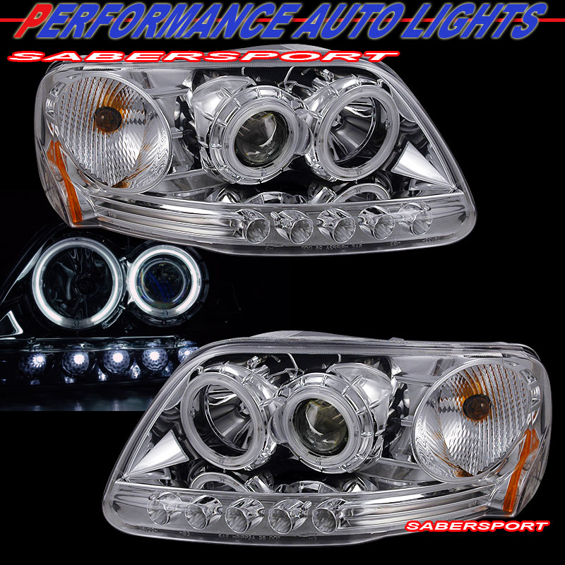 FORD F-150 97-03 1 PC PROJECTOR H.L HALO L.E.D CHROME CLEAR AMBER (CCFL)