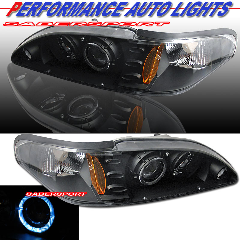 FORD MUSTANG 94-98 1 PC PROJECTOR H.L HALO BLACK CLEAR AMBER