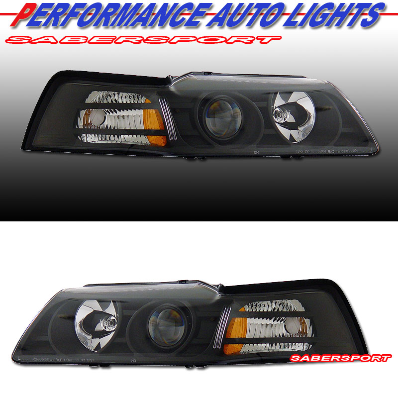 FORD MUSTANG 99-04 PROJECTOR H.L BLACK CLEAR AMBER