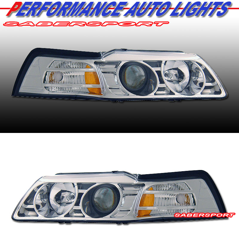 FORD MUSTANG 99-04 PROJECTOR H.L CHROME CLEAR AMBER