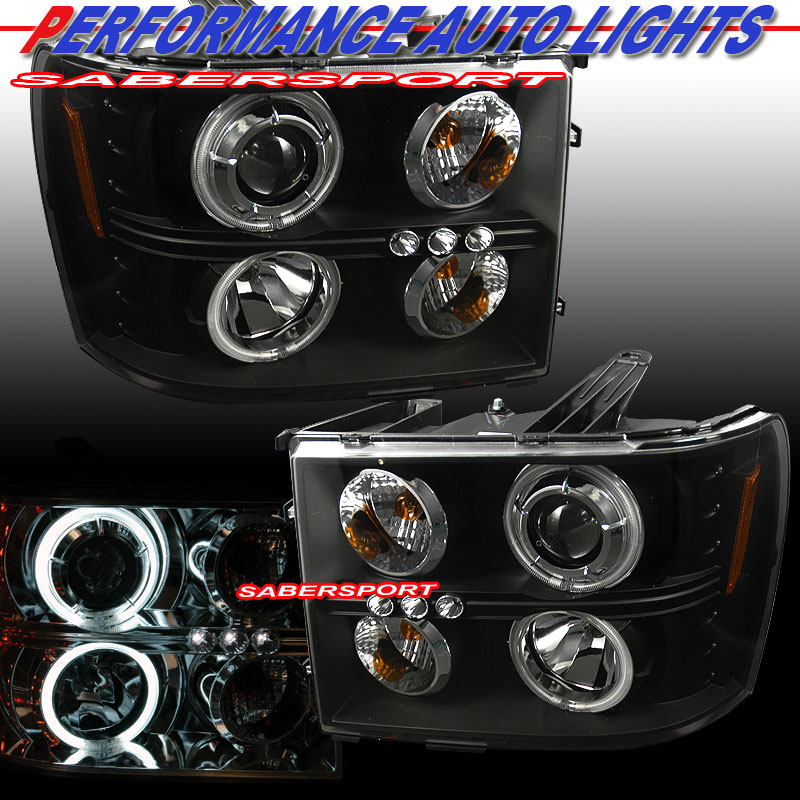 GMC SIERRA 07-08 PROJECTOR H.L HALO BLACK CLEAR AMBER(CCFL)