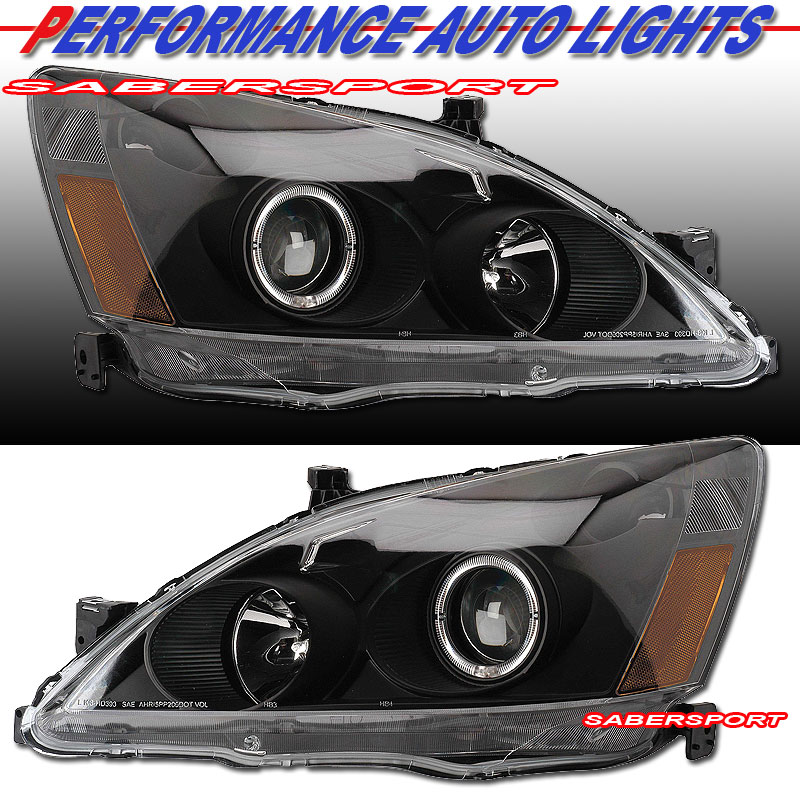 HONDA ACCORD 03-05 PROJECTOR H.L HALO BLACK CLEAR AMBER