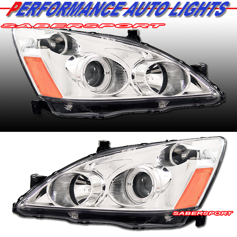 HONDA ACCORD 03-05 PROJECTOR H.L HALO CHROME CLEAR AMBER