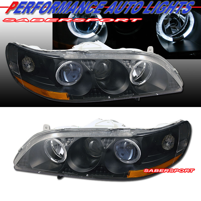 HONDA ACCORD 98-02 PROJECTOR HEAD LIGHTS HALO BLACK CLEAR AMBER REFLECTOR