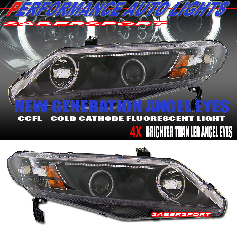 HONDA CIVIC 06-UP 4 DR PROJECTOR H.L HALO BLACK CLEAR AMBER (CCFL)