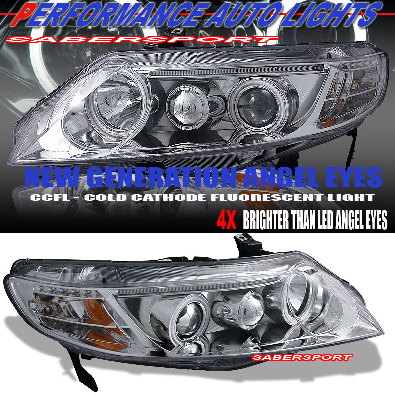 HONDA CIVIC 06-UP 4 DR PROJECTOR H.L HALO CHROME CLEAR AMBER (CCFL)