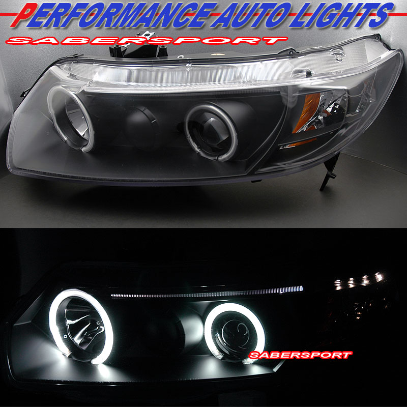 HONDA CIVIC 06-UP 2 DR PROJECTOR H.L HALO BLACK CLEAR AMBER (CCFL)