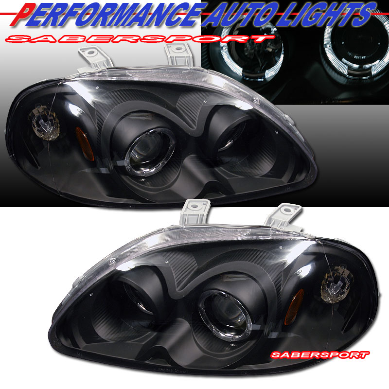 HONDA CIVIC 96-98 PROJECTOR H.L HALO BLACK CLEAR AMBER