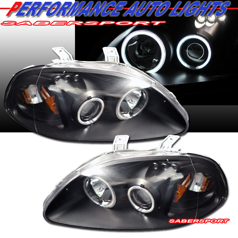 HONDA CIVIC 96-98 PROJECTOR L.E.D H.L G2 HALO BLACK CLEAR AMBER (CCFL)