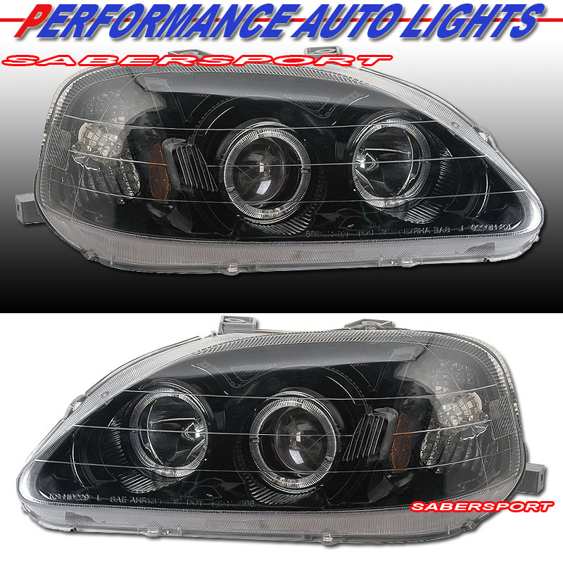 HONDA CIVIC 99-00 PROJECTOR H.L HALO BLACK CLEAR AMBER