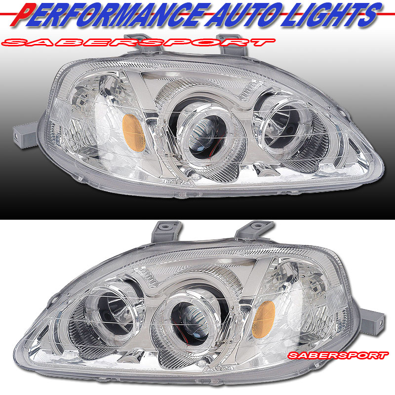 HONDA CIVIC 99-00 PROJECTOR H.L HALO CHROME CLEAR AMBER