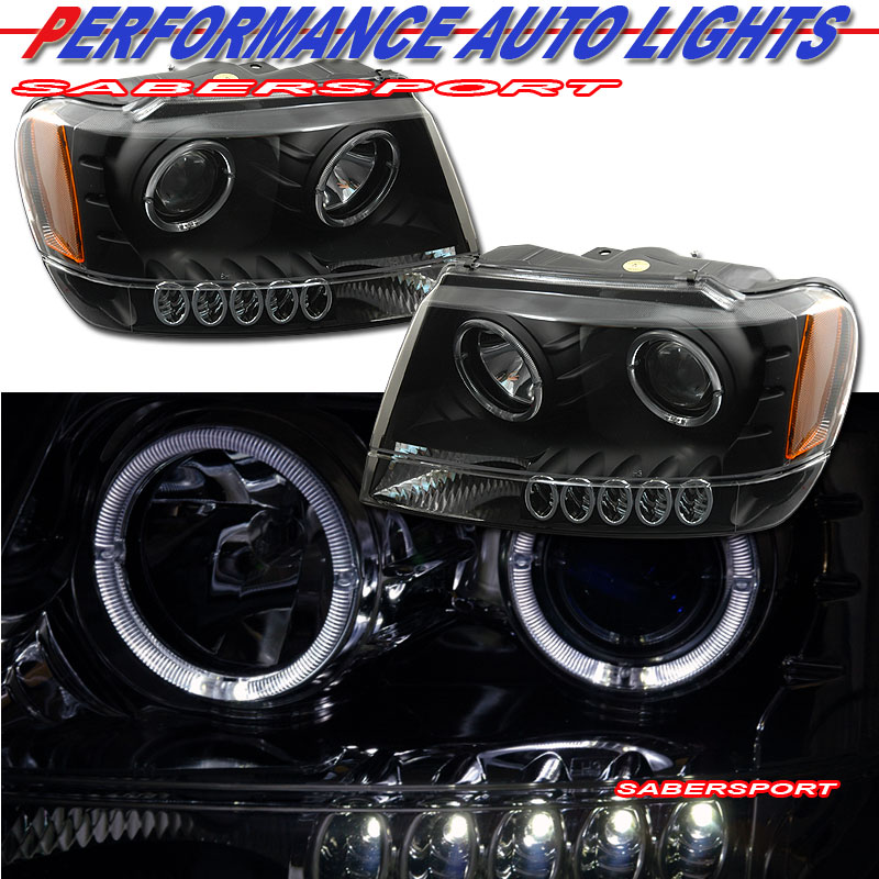 JEEP GRAND CHEROKEE 99-04 PROJECTOR H.L HALO BLACK CLEAR AMBER