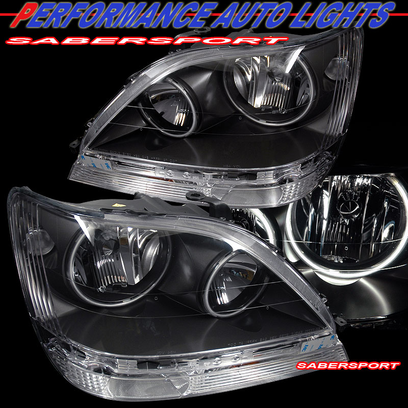 2001-2003 LEXUS RX300 HEADLIGHTS with DUAL CCFL ANGEL EYES / HALO RIMS (BLACK HOUSING)