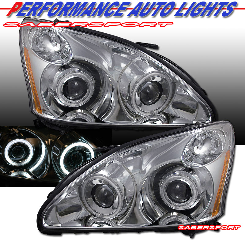 2004-2006 LEXUS RX330 HID TYPE PROJECTOR HEADLIGHTS with DUAL CCFL ANGEL EYES (HALO)