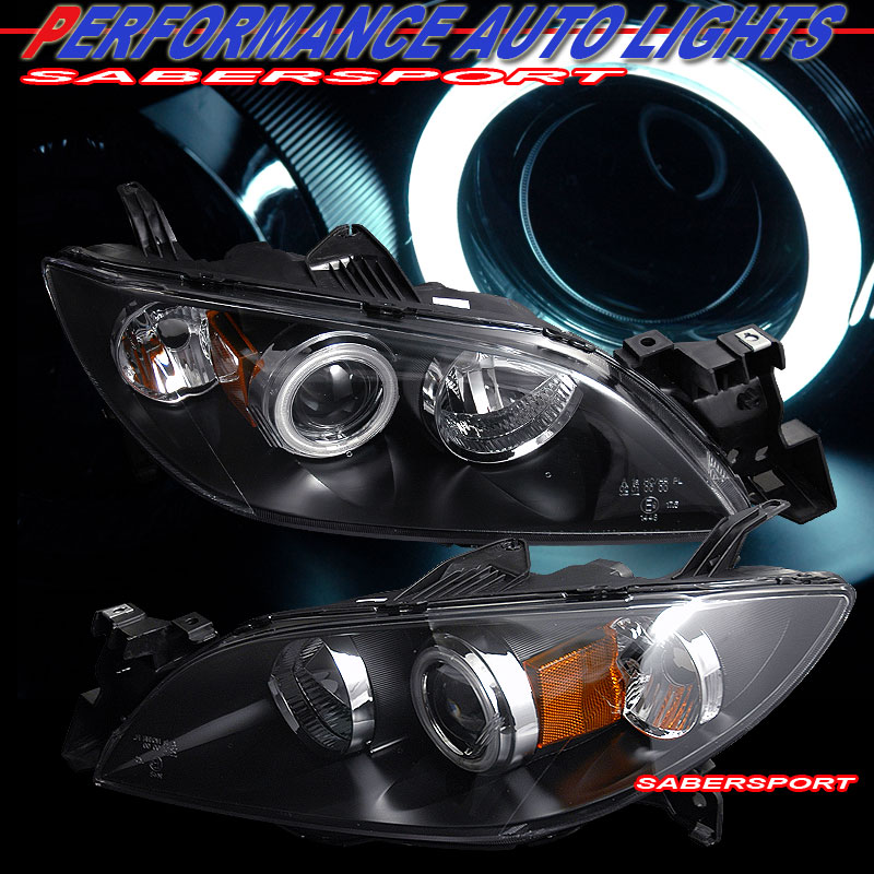 MAZDA 3 04-07 4DR PROJECTOR H.L HALO BLACK CLEAR AMBER(CCFL)