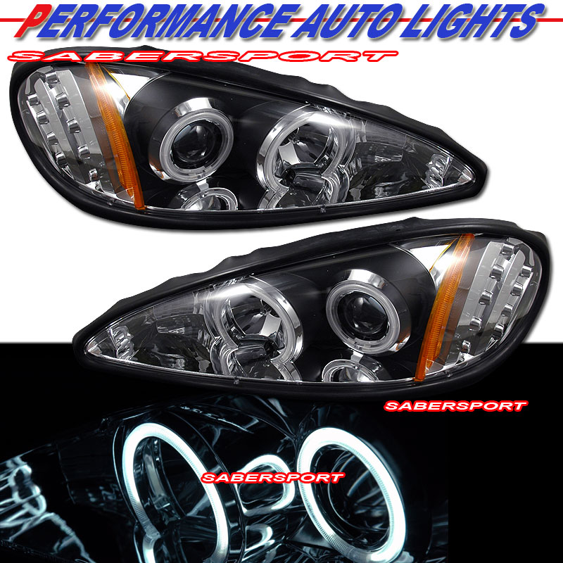 PONTIAC GRAND AM 99-05 PROJCETOR H.L HALO WITH LED BLACK CLEAR AMBER