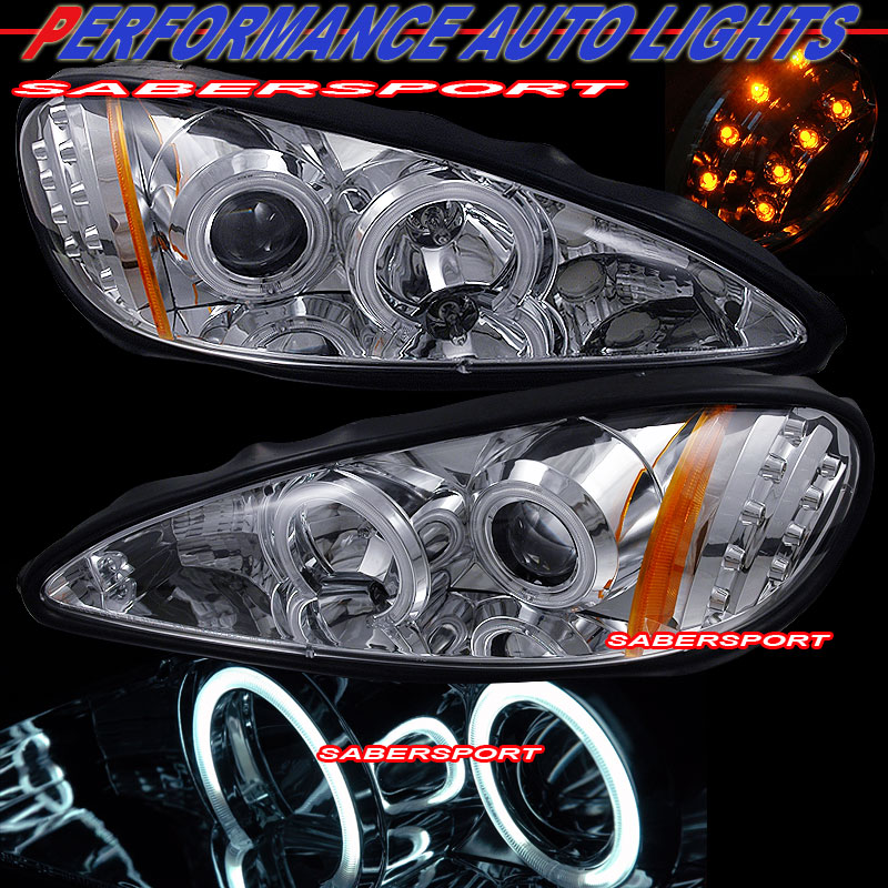 PONTIAC GRAND AM 99-05 PROJCETOR H.L HALO WITH LED CHROME CLEAR AMBER