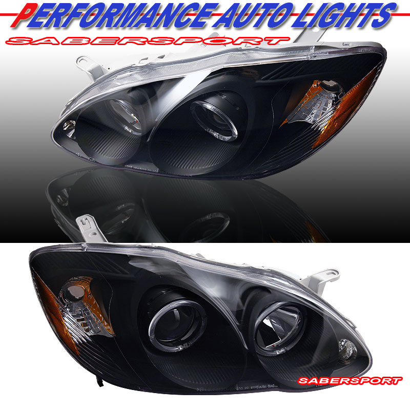 TOYOTA COROLLA 03-05 PROJECTOR H.L HALO BLACK CLEAR AMBER