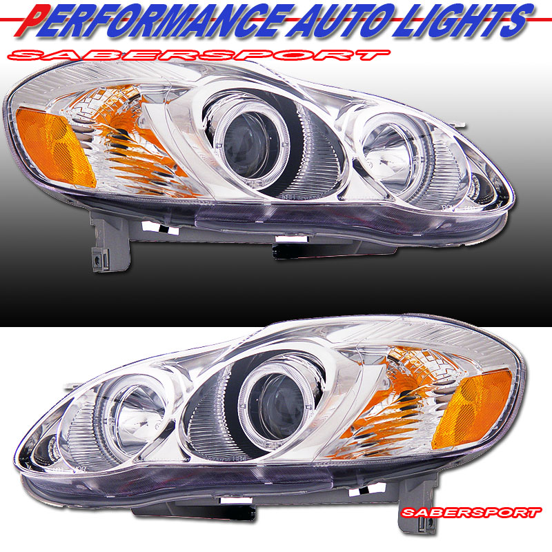 TOYOTA COROLLA 03-05 PROJECTOR H.L HALO CHROME CLEAR AMBER