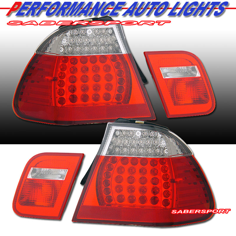 BMW 3 SERIES E46 02-04 4 DR L.E.D T.L RED/CLEAR 4 PCS