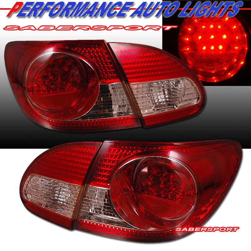 TOYOTA COROLLA 03-08 L.E.D T.L RED/CLEAR 4 PCS