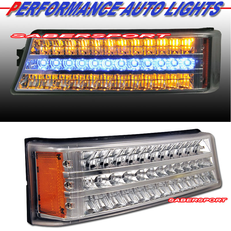 CHEVY SILVERADO 03-06 L.E.D SIGNAL LIGHTS ALL CHROME AMBER