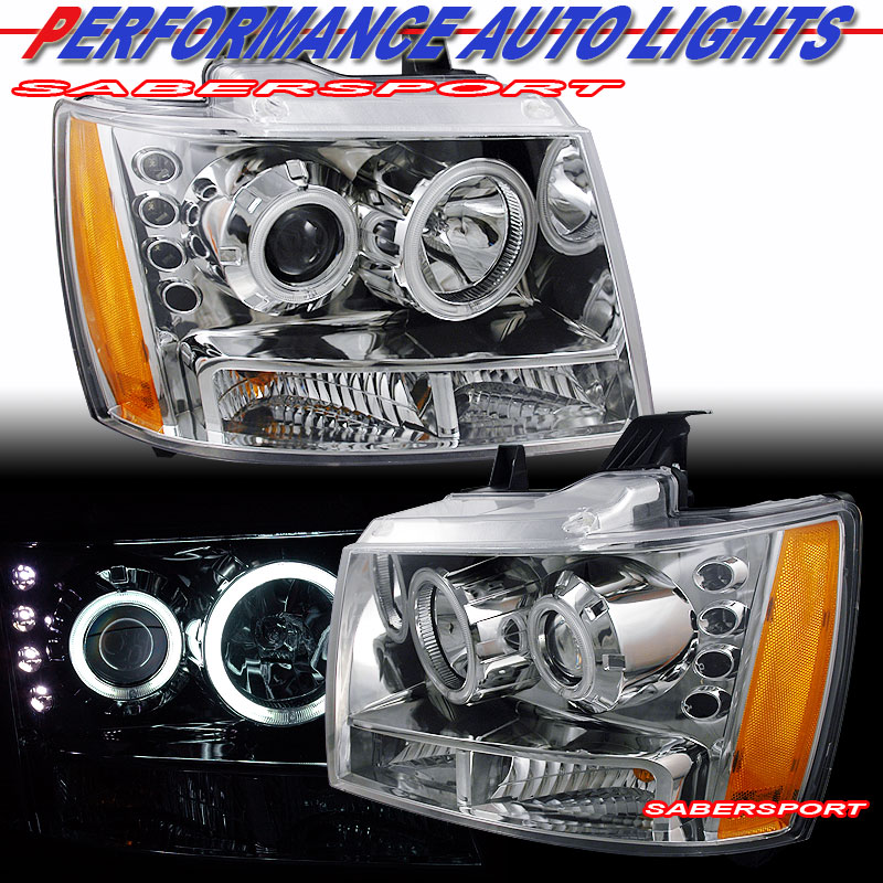 CHEVY TAHOE/SUBURBAN/AVALANCHE 07-UP PROJECTOR H.L CHROME CLEAR AMBER(CCFL)